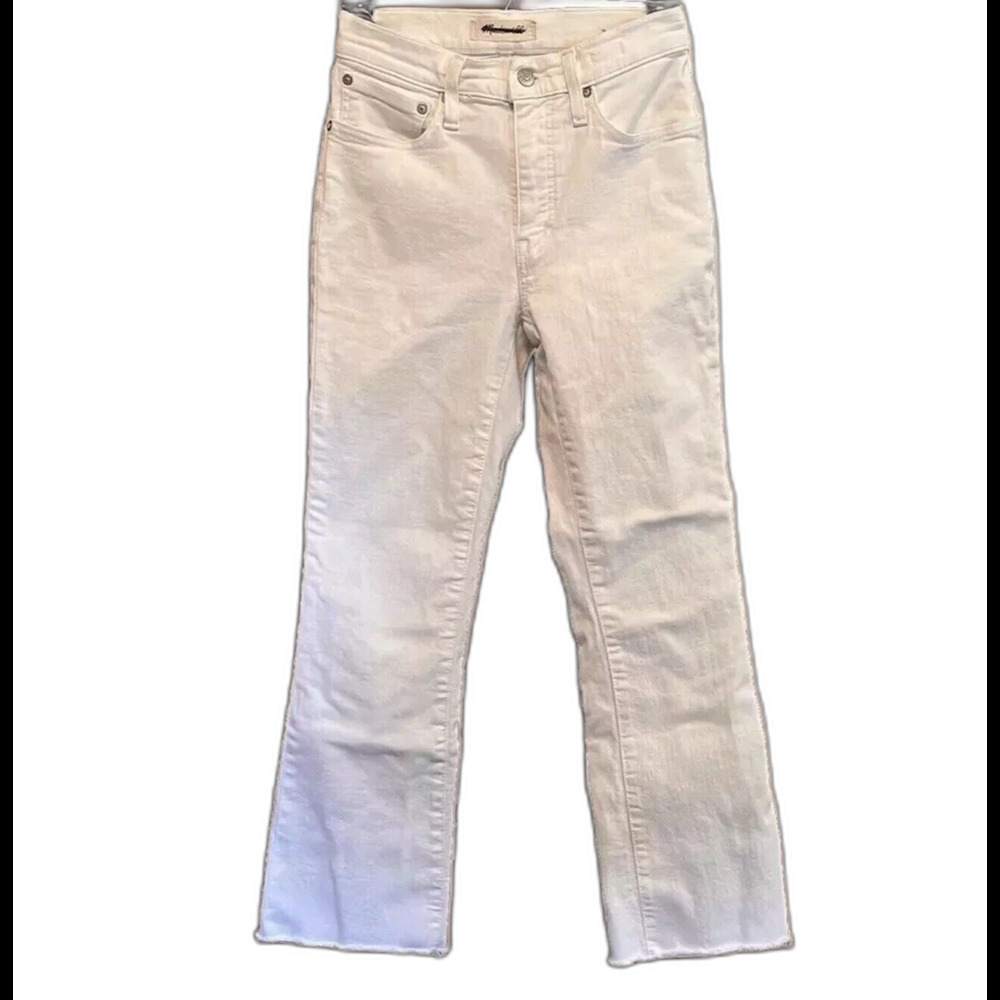 MADEWELL Cali Demi Bootcut Jeans Raw Hem Womens 24 Winter White Classic Nautical
